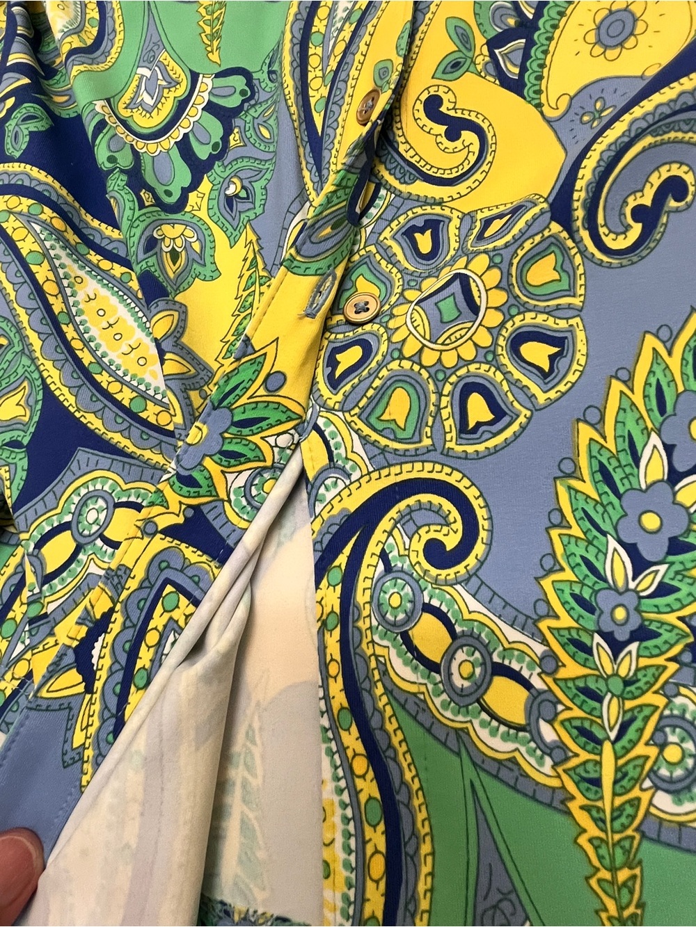 Talbots Paisley Shirt Dress in Blue, Yellow & Green - Picture 10 of 10